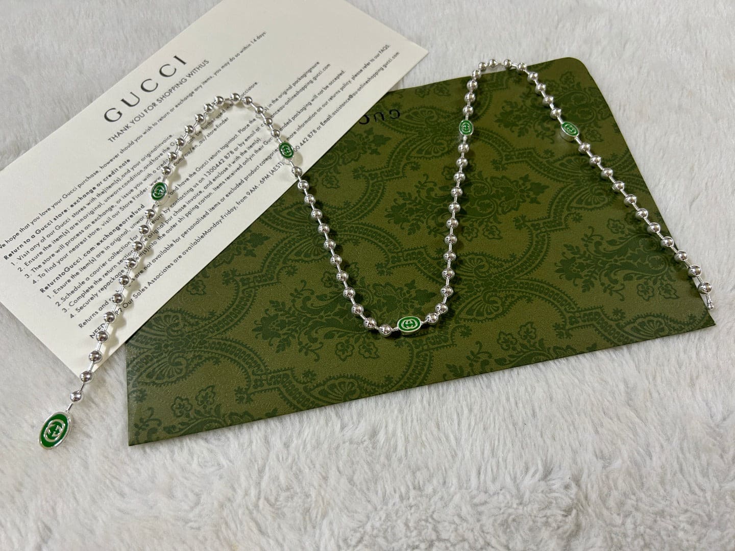 Double Gucci Interlocking Gucci Green Necklace